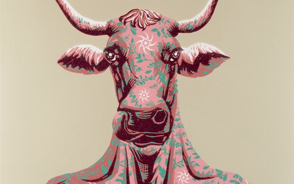 木刻版画《纹身牛》