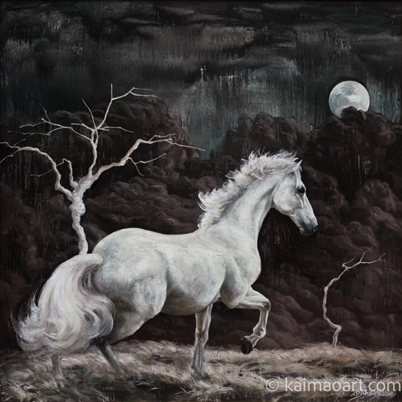 The white horse in the moonlight